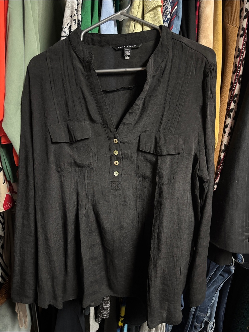 12. Zac & Rachel V-Neck Tunic Blouse Sz XL